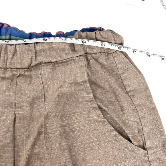 Handmade Tan Floral Embroidered Crochet Wide Leg Cropped Capri size M/L Pants - Picture 6 of 8